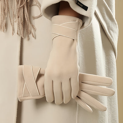 Women's Winter Gloves, German Velvet, Warm and Cold-Proof, Touch Screen for Cycling and Driving, Simple Outdoor Students, Cross-Border Touch Screen, Convenient
