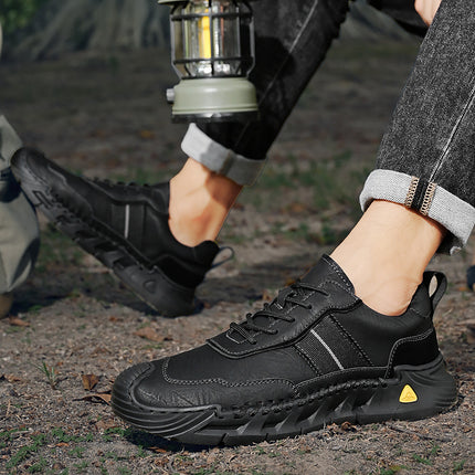 Cross-Border Hot-Selling Spring and Summer New Products Hand-Stitched Casual Men's Shoes Fashionable Thick-Soled Versatile Non-Slip Genuine Leather Hiking Shoes