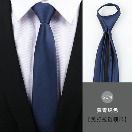 Dress Business Tie Men's and Women's Groom Wedding Black Zipper Korean Narrow No Lazy Striped Bow Tie Plaid