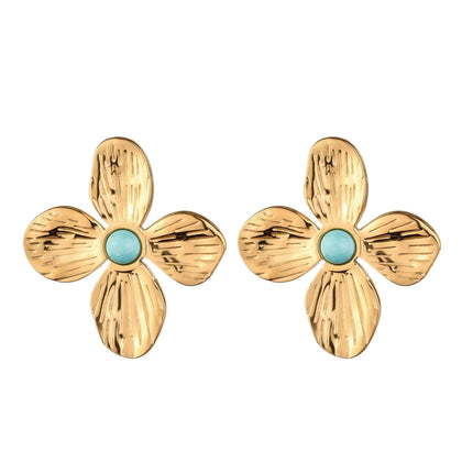 European and American retro style niche exquisite high-grade stainless steel earrings bud design petal does not fade earrings women