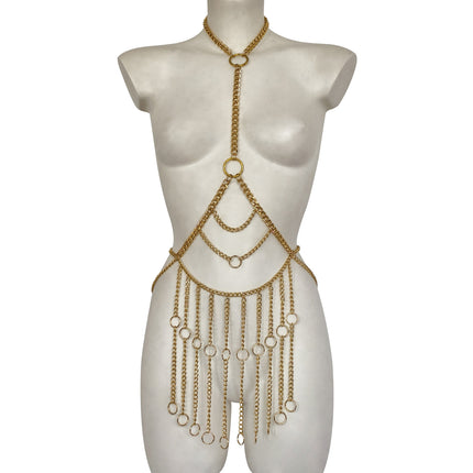 Zhuru Clothing Cross-Border Popular Metal Ring Irregular Tassel Sexy Hollow Temptation Body Chain Dl0058
