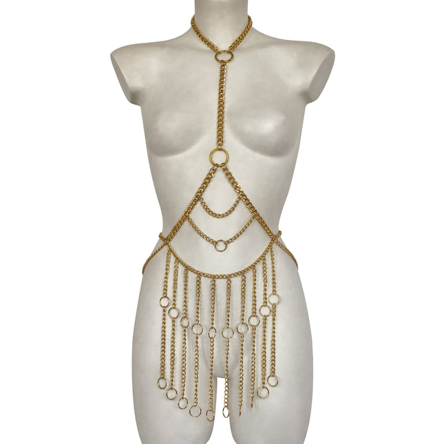 Zhuru Clothing Cross-Border Popular Metal Ring Irregular Tassel Sexy Hollow Temptation Body Chain Dl0058
