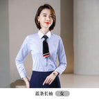Women with long sleeves and blue stripes / S