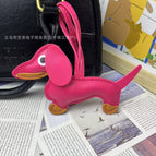 Rose red dachshund pendant