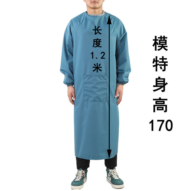 Long sleeve apron overalls oil-proof waterproof adult men's and women's overalls kitchen work work anti-dress apron wholesale