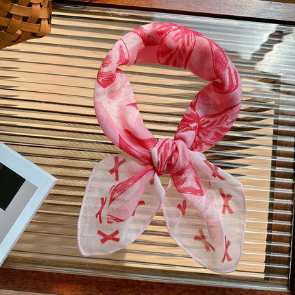 Celebrity style cotton and linen square scarf women's 58cm lightweight breathable small scarf Beautiful atmosphere photography accessories headscarf