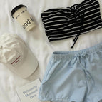 Black striped bikini + blue beach shorts / Xl 60-67.5kg