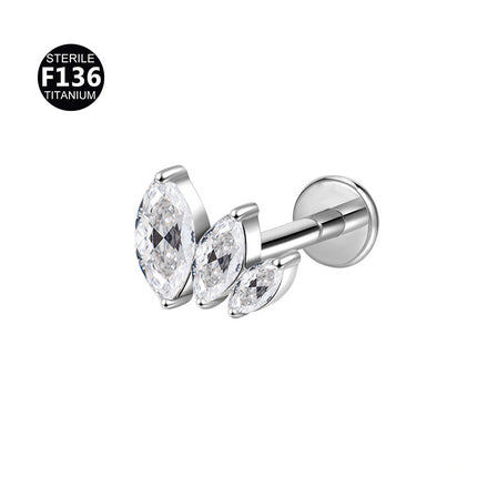 F-136 titanium alloy multicolor stitching zircon horse eye five zirconium earnail lip nail ear bone nail piercing jewelry wholesale