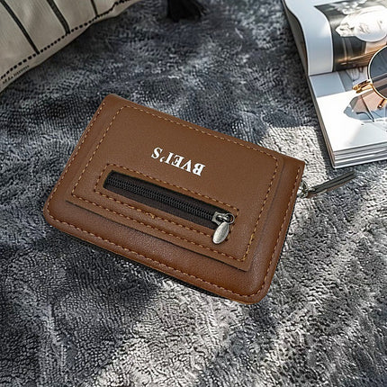 Men's Card Holder Wallet Accordion Style in Stock Pu Id Holder Fashionable Zipper Multi-Card Slot Coin Purse Wholesale Large Capacity