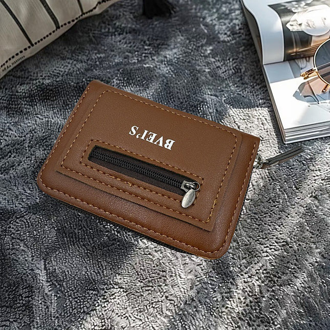 Men's Card Holder Wallet Accordion Style in Stock Pu Id Holder Fashionable Zipper Multi-Card Slot Coin Purse Wholesale Large Capacity