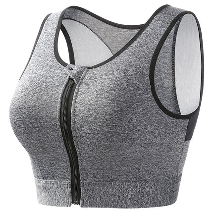 Sports bra women's high-strength shockproof push-up running zipper sports underwear with pad wireless yoga beauty vest