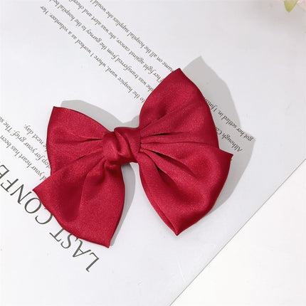 Korean Same Style Red Big Bow Hairpin Female Back Head Top Clip Simple French Retro Popular Kidsren's Hair Accessories