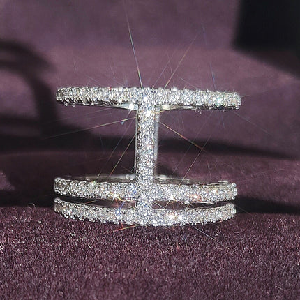 Amazon Supply Hot Selling Creative Irregular Geometric Hollow Women's Aaa Zircon Ring in stock R4875