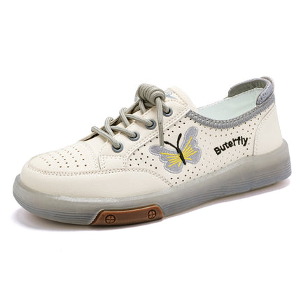 Women's Shoes New Style 2025 White Shoes Casual Hollow Soft Sole Sports Leather Shoes Mesh Shoes Summer Thin Breathable Shoes