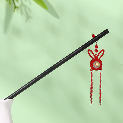 New Year Red Festive Chinese Style Hairpin Palace Style Tassel Walking Hair Hairpin Retro Hanfu Ancient Dress Cheongsam Hair Accessories Women