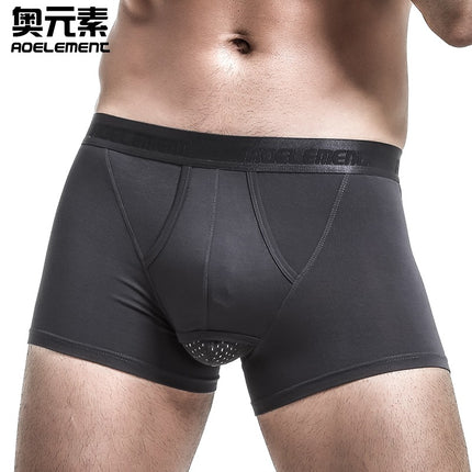 Men's Underwear Men's Bag Leather Shotgun Separate Long Restraining Shorts Breathable Scrotum Pants Boxer Pants