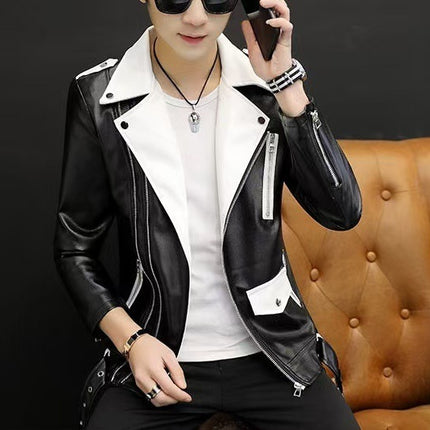 Spring and Autum Korean Style Motorcycle Leather Jacket for Men, Loose, Trendyy and Handsome Black American Fashion Brand Leather Jacket for Men 2025
