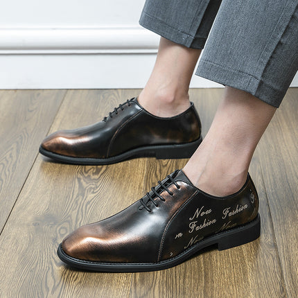 2025 New Spring and Autumn British Pointed Shoes Business Dress Shoes Men's Lace-up Casual Gentleman's Office Wedding Shoes