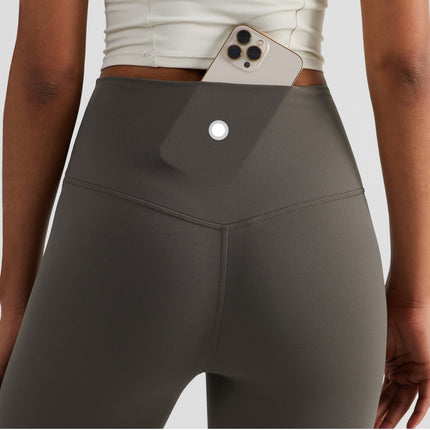 Cross-Border Hot Selling Solid Color Women's High-Waisted Tight Leggings Soft Stretch Peach Butt Yoga Pants with Back Waist Pockets