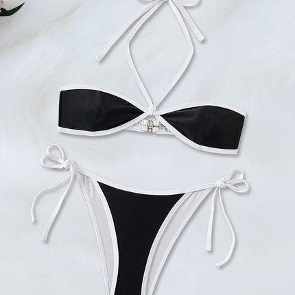 European and American foreign trade new fashion sexy bikini women solid color strap swimsuit factory wholesale bikini suit