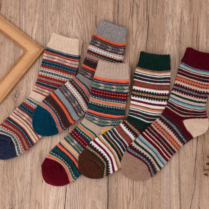 5-10 pairs of retro thick line socks men's stockings autumn and winter warm thickened men's ethnic totem socks winter