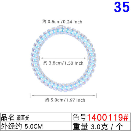 Outer Diameter 4cm Black Phone Cord Hair Tie Korean Hair Tie Hair Rope Transparent White Rubber Band Wire Coil Headwear