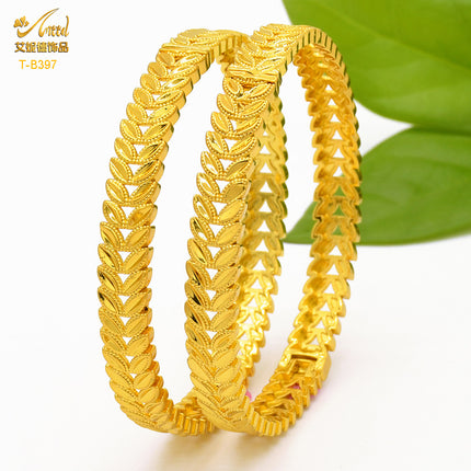 Cross-Border fashion Vietnam Gold hollow bracelet vacuum plating 24k not easy to fade wedding vintage carved bracelet