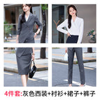 Gray suit + shirt + skirt + pants / S
