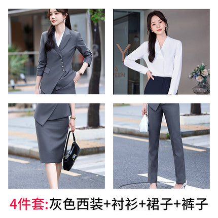 Professional Suit suit Women's Senior Sense 2024 Spring and Autumn New Hotel Front Desk Beauty Salon Overalls Suit Jacket