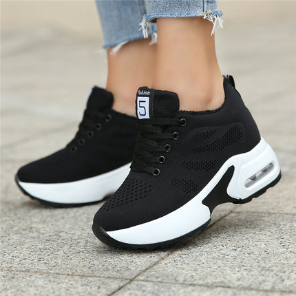 Spring and Autum Small Soft-Soled Inner Height-Increasing Women's Shoes 8cm Breathable Sports Shoes Lightweight Thick-Soled Casual Travel Shoes for Women