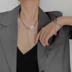 Titanium steel B letter necklace