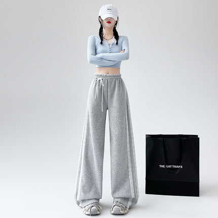 Mynk1862 Lace Casual Pants Women's 2025 Autum New Style High-Waisted Slim Straight Floor-Length Pants