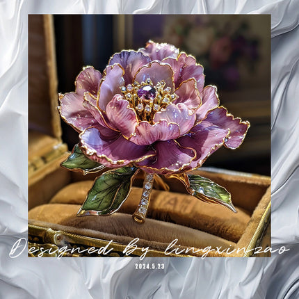 Lingxin Jewelry Freshwater Pearl Purple Peony Flower Brooch New Chinese Cheongsam Hanfu Accessories Flower Corsage