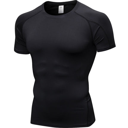 Men's PRO Tight Short-sleeved Fitness Sports Running Training Suit Elastic Quick-drying Clothes Short-sleeved T-shirt Clothes 1053