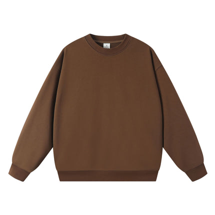 Trendy Brand Heavyweight 400g Terry Crewneck Sweatshirt Couple Pullover Autumn and Winter Thickened Coat Solid Color Loose Unisex Top