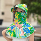 Green big leaf-sun protection hat / Free size