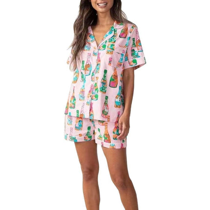 2024 Summer Amazon European and American Style Homewear Monkey Print Polo Casual Set Foreign Trade Pajamas European and American Style Set