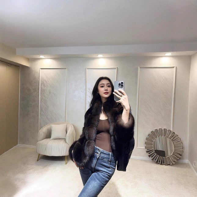 Purple Mink Stand-Up Collar Fur Coat for Women 2025 New Style Loose Slimming Faux Fur Spring Warm Short Coat Fox Fur