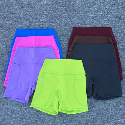 Summer Quick Drying Naked Sports Shorts High Waist Tight Yoga Pants Pocket Running Fitness Shorts 125