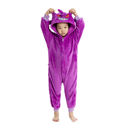Flannel Toilet Edition Animal Cartoon Siamese Pajamas Geng Ghost Couple Pajamas Autumn and Winter Warm Zipper Home Clothes