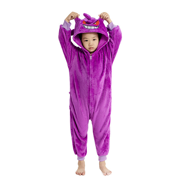 Flannel Toilet Edition Animal Cartoon Siamese Pajamas Geng Ghost Couple Pajamas Autumn and Winter Warm Zipper Home Clothes