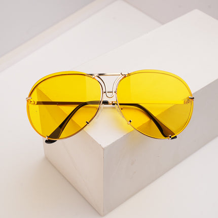 Toad-Shaped Sunglasses 2025 New Fashion Retro Sunglasses European and American Large Frame Women's Metal Sunglasses Ins