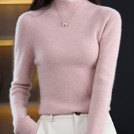 100 Wool Sweater Women's Half-turtleneck Autumn and Winter First-Line Reais Slim-Fit Long-Sleeved Pullover Knitted Base Red Sweater