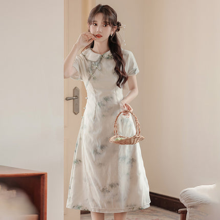 Women's Clothing 2026 Summer New Style Songxiang Zhuyin New Chinese Style Dress Elegant Mint Green Dress for Daily Wear