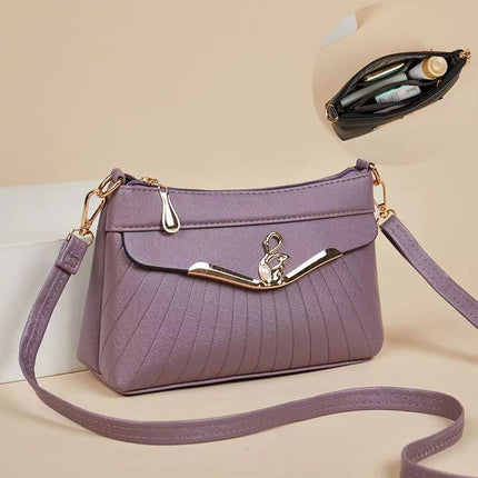 Genuine Leather Texture 2024 Autumn and Winter New Crossbody Small Bag Fashionable Simple Ladies Shoulder Bag Middle-aged Mother Mobile Phone