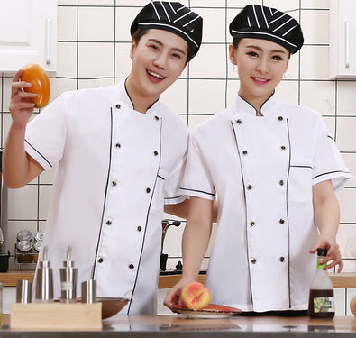 Wholesale Chef Clothes Short Sleeve Summer Clothes Chef Work Clothes Men's and Women's Restaurant Baking Kindergarten Canteen Kitchen Work Clothes