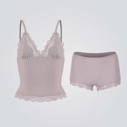 Skims Same Style Lace Underwear Set Lace Lightweight Lace Triangle Camisole Boxer Set
