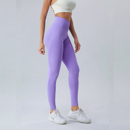 Nude leggings high waist belly contracting hip lifting tight full length fitness sports pants European and American body shaping yoga pants seamless