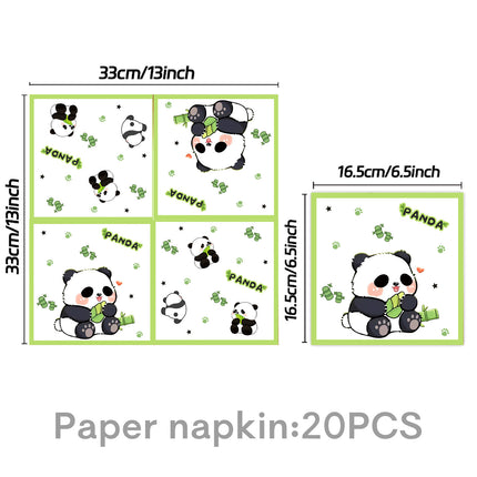 Cute Panda Theme Birthday Party Supplies Tableware Paper Plates Paper Towels Tablecloth Decoration Flag Tablecloth Hanging Swivel Plug-In Row