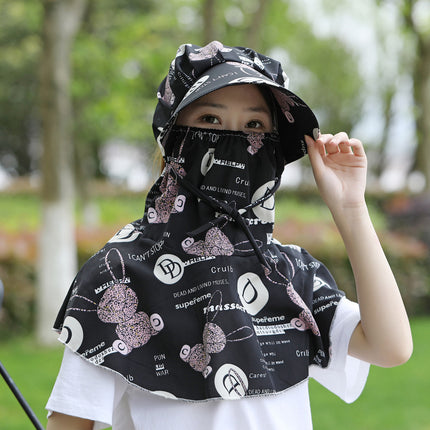 Spring and Summer Sunscreen Mask Neck Protection Integrated Hat Women's Sunshade Hat Outdoor Tea Picking Work Face Covering UV Protection
